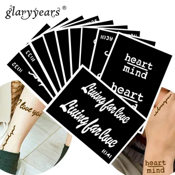 

10 Pieces/Set Henna Tattoo Stencil Word Pattern Paste Drawing Lady Body Art Tattoo Stencil Sexy Product Waterproof 2019 HN#44