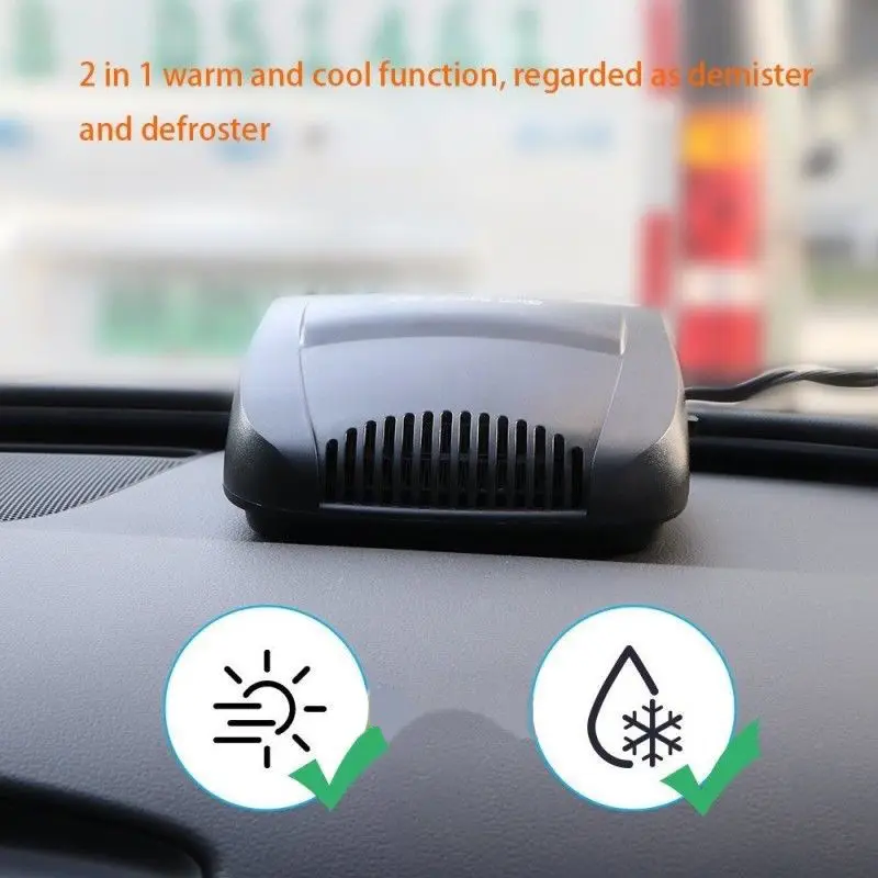 200W Car Portable 2 in 1 Ceramic Heating Cooling Heater Fan Defroster Demister