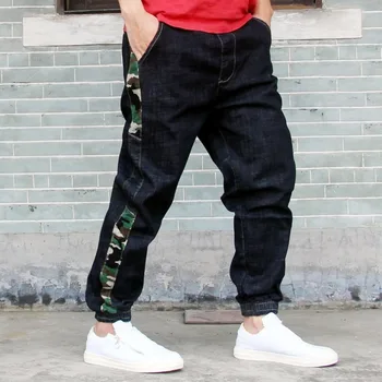 

Plus size Male drop Crotch denim Harem Skateboard Pants Men baggy hanging crotch Joggers Men street dance Camouflage jeans FSH11