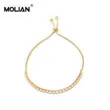 

MOLIAN Adjustable Cubic Zirconia Silver Copper Gold Elegant jewelry Fine Simple Bracelet Bangle for women Charm jewellery Gifts