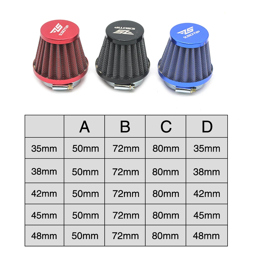 ZSDTRP Универсальный МОТОЦИКЛ КАРБЮРАТОР зажим-на воздушный фильтр 35 мм 38 мм 42 мм 45 мм 58 мм Впускной конический очиститель