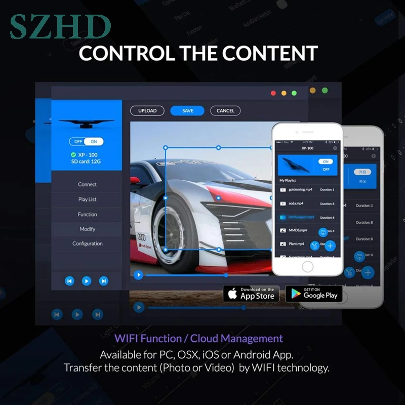 SZHD Dsee Dseelab 3d hologram led fan 65 cm LED fan holographic display with wifi app cloud