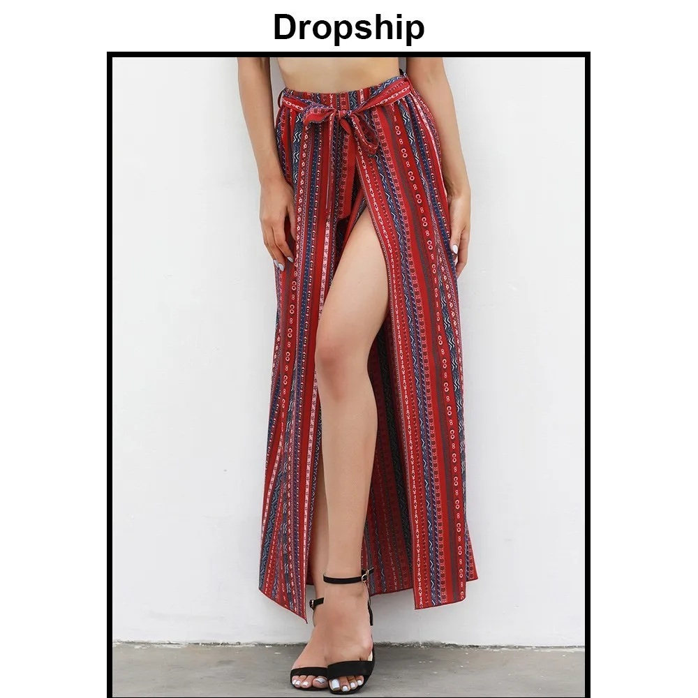 

Dropship Pants Women Cargo High Waist Striped Streetwear Sexy Flare Palazzo Wide Leg Straight Belt Boho 2019 Spring Summer