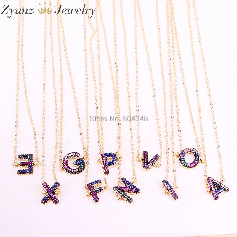 

ZYZ294-2629 Gold Color 26 Letter Alphabet Pendant Necklace Initial Charm Women Jewelry A-Z