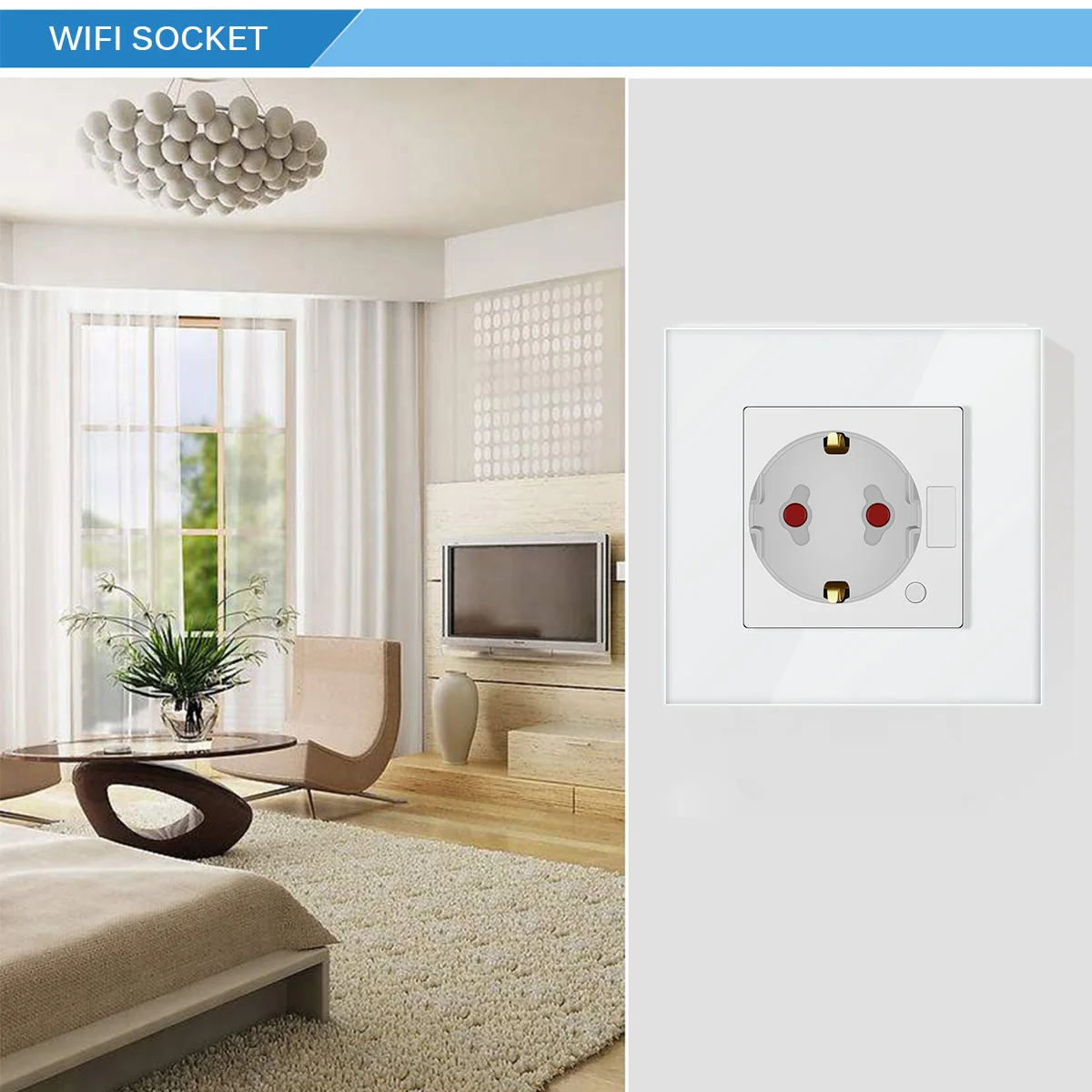 

Wifi Plug Compatible with Google Home Smart Socket Embedded APP Timer Set EU Plug 10A WIFI Smart Socket Power Outlet Panel
