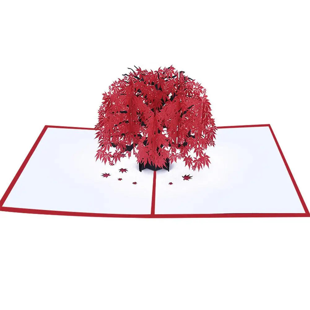  LanLan 3D Maple Greeting Card Paper Silhouette for Birthday Blessing Wedding Invitations - 32999724855