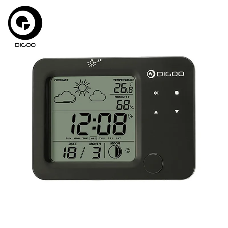 

Digoo DG-C5 Wireless Hygrometer Thermometer Weather Forecast Station Touch Sensor Alarm Clock With Blue Backlit