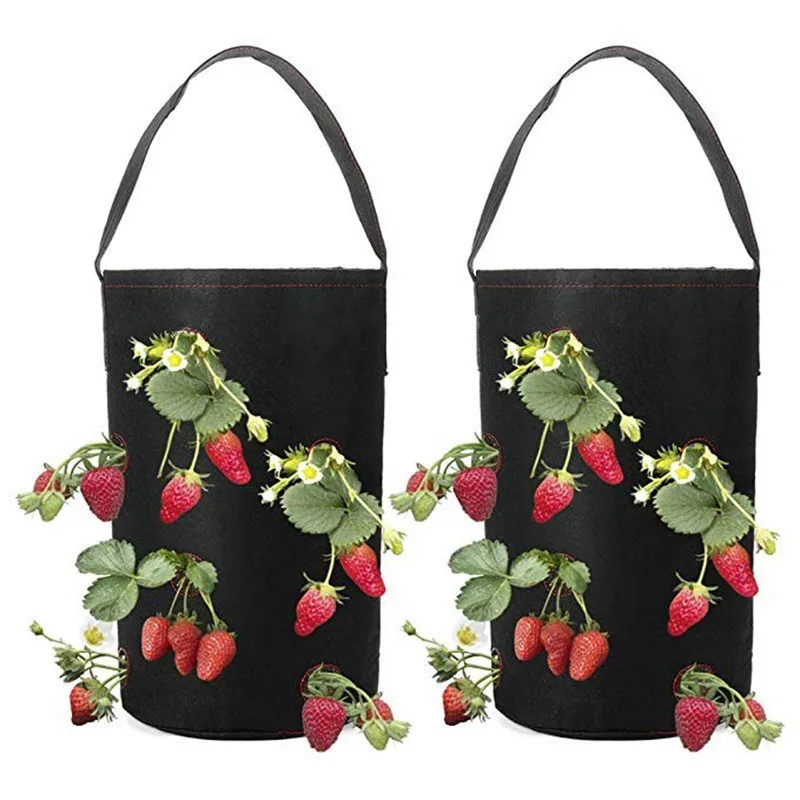 

1Pcs Felt Hanging Garden Farm Home Planting Grow Bag for Strawberry Flower Vegetable Flower Potato Plants Fruit Planting 3 color