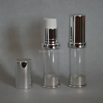 

5ML plastic airless bottle clear body with gold/silver top/bottom for serum/lotion/emulsion/foundation/sample/test items packing