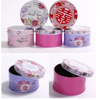 

7.5*4.5cm Wedding Candy Gift Box Round Tinplate Box Candy Jewelry /Coin /Earrings Packing Iron Boxes Cans Valentine's Gift Box