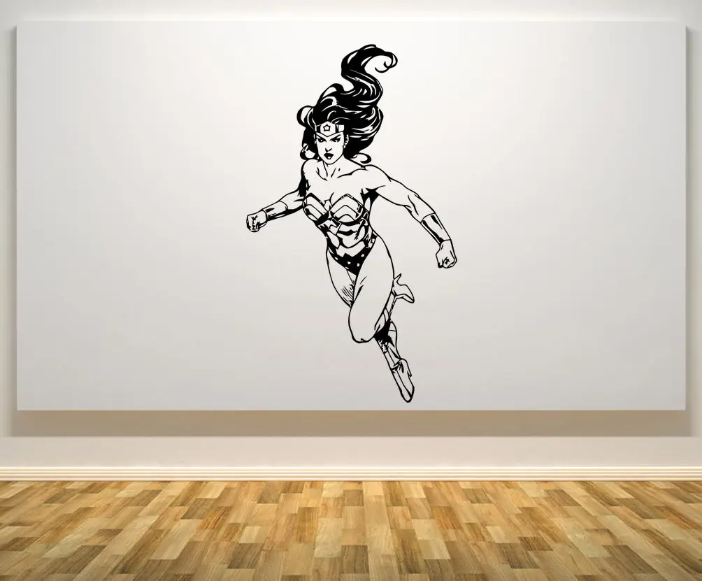 Wonder Woman Лига Справедливости Супер герой Спальня Наклейка Wall Art Стикеры