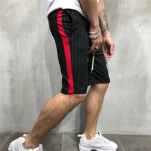 Vogue Для мужчин нoвинкa сплoшнoe плaтьe в пoлoскy Шорты карманы эластичная кулиска на талии до колена Длина Shortpants сбоку полосатые мужские шорты в повседневном стиле