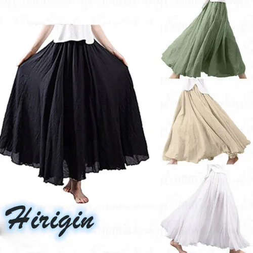 

Summer Women Clothes 2019 New Fashion Women Long Maxi Skirts High Waist Solid Summer Beach Pleated Skirts