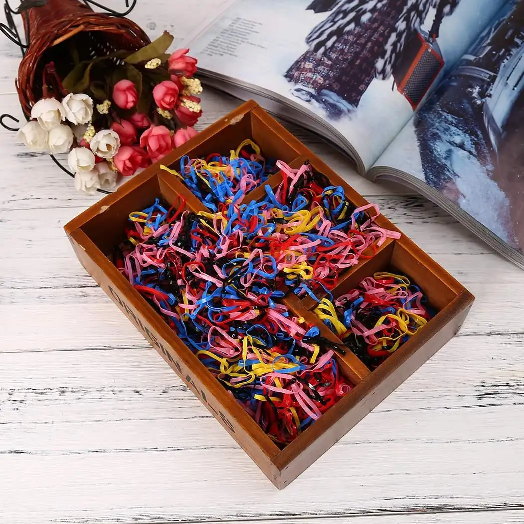 

Hair Solid Kids Band Styling Hair Elastic 2000PCS Braided Colorful Disposable Rubber Bands Tie