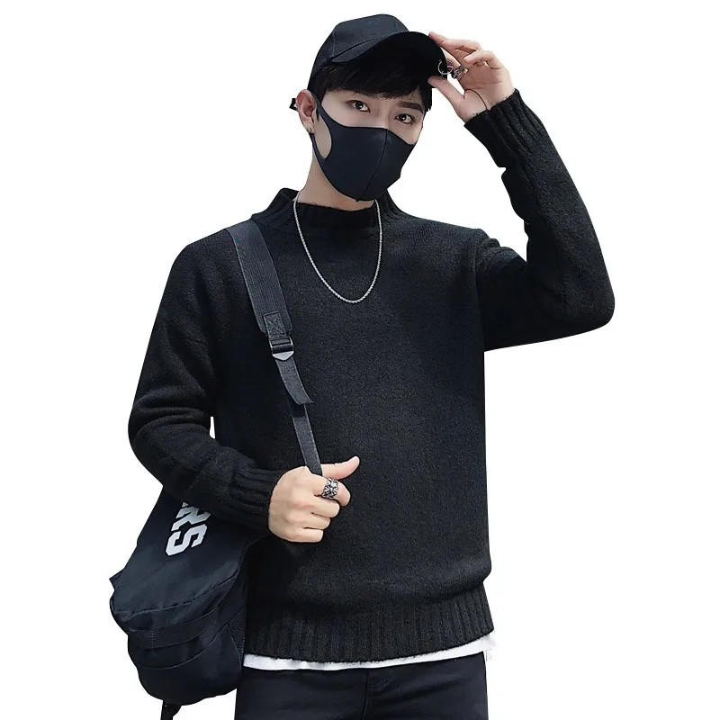 

Autumn New Pattern Half High Lead Sweater Male Rendering Shirt Unlined Upper Garment cardigan men clothes moda hombre