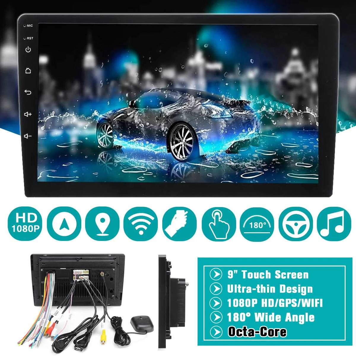 

Car Multimedia Player 9" 2G+32G for Android 8.1 Car Stereo 8DIN bluetooth WIFI GPS Nav Quad Core Radio Video MP5 Universal