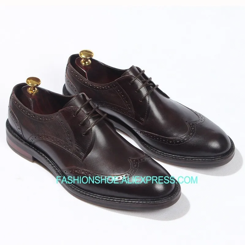 

British Style Handmade Cow leather Brogue Shoes for men Flat heel Lace Formal Business Shoes