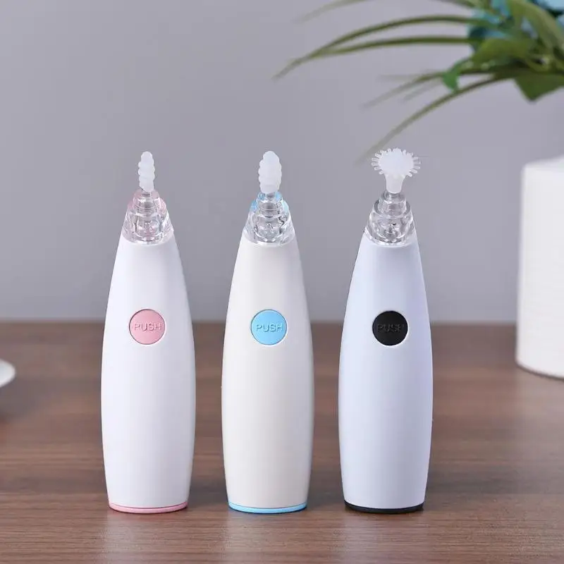 Electric Earwax Removal Kit Silicone Head Cleaning Ears Tool for Kids Adult Electric Earwax Removal Kit Tool LED Light Ear Clean