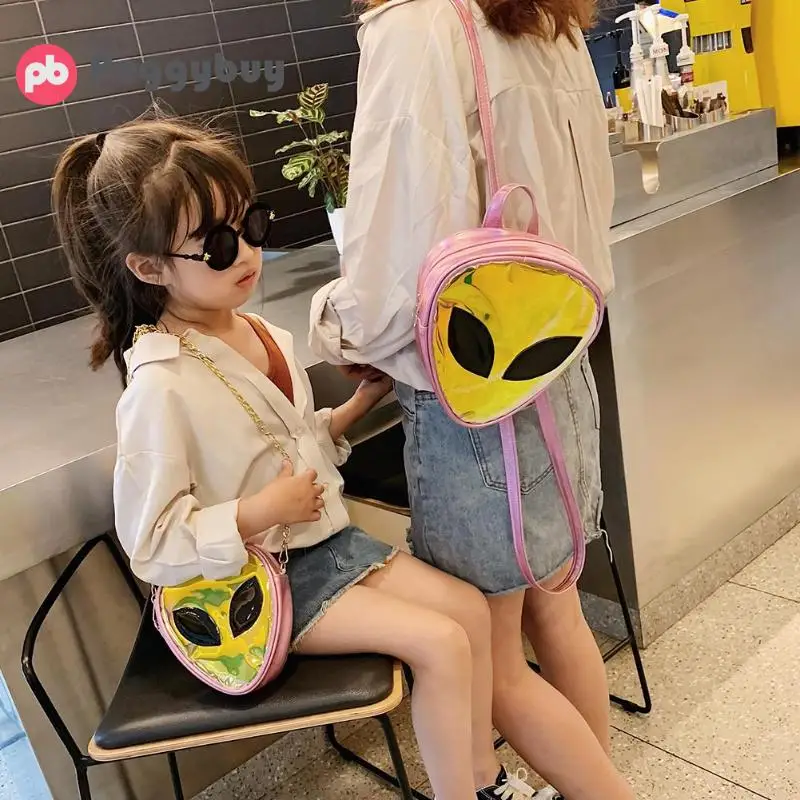 

Laser Clear 3D Alien Face For Women Chain Mini Shoulder Bag Small Messenger Bag Heart-shaped Handbags Women Girls sac a main