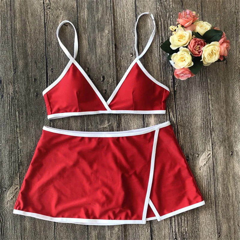 

Elegant Swim Beach Skirts set 2pcs Women swimsuit sexy high waist bikinis Set Push up Swimwear Ladies Bathing Suit Beachwear