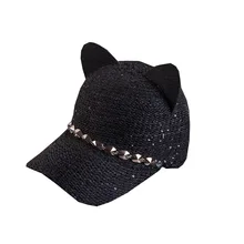Новая модель корейские смайские кошачьи уши ивовые ручки гибкие карнизы бейсбольная шляпа уличная мода на открытом воздухе Милая фуражка