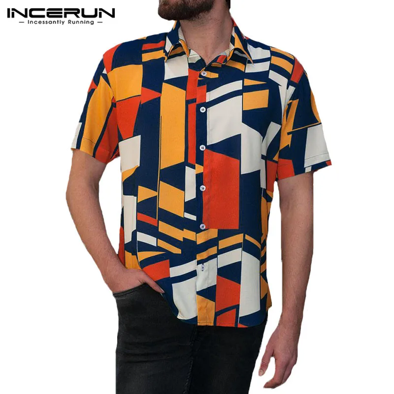 

Summer Fashion Short Sleeve Dress Shirt Men Button 3D Print Women Men Casual Shirt 2019 Streetwear Beach Shirt INCERUN Plus Size