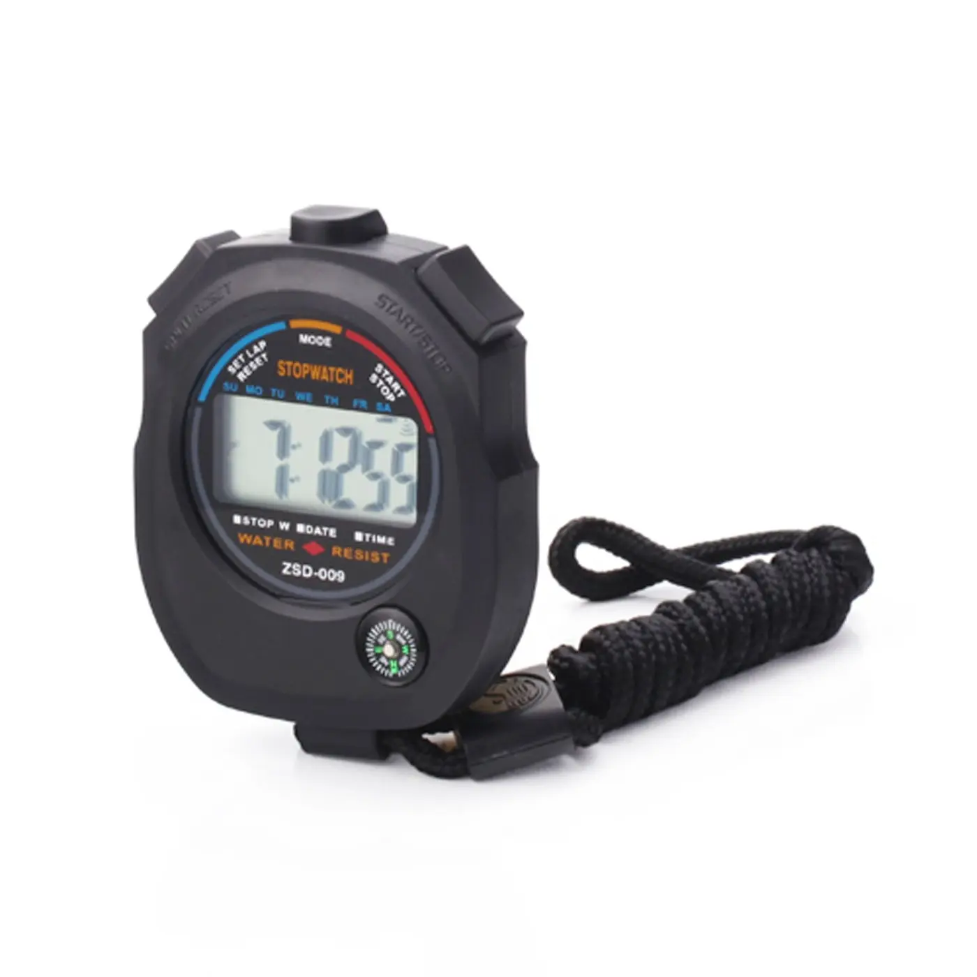 Water Resistant Sports Combine Digital Chrono Stopwatch Timer with Compass and Lanyard
