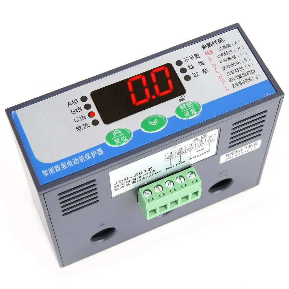 

380V AC 50/60Hz Digital Electric Motor Protector 2-99A Overload Phase Loss Protector Tool good