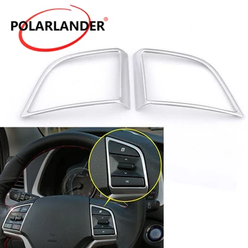 

Car Steering Wheel Decorative Cover Interior Decoration Trim For Hyundai Tucson 3th 2015 2016 LHD ABS Chrom Accessories 2Pcs