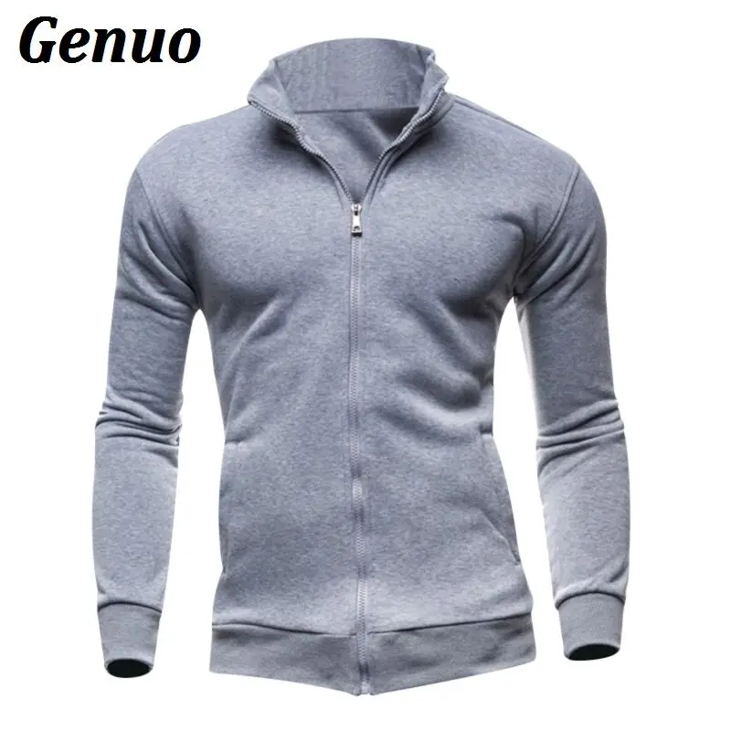 

2018 Men Hoodies Jacket Fashion Fleece Stand Collar Zipper Sweatshirt Autumn Winter Solid Pocket Pullover Male Coat Tracksuit