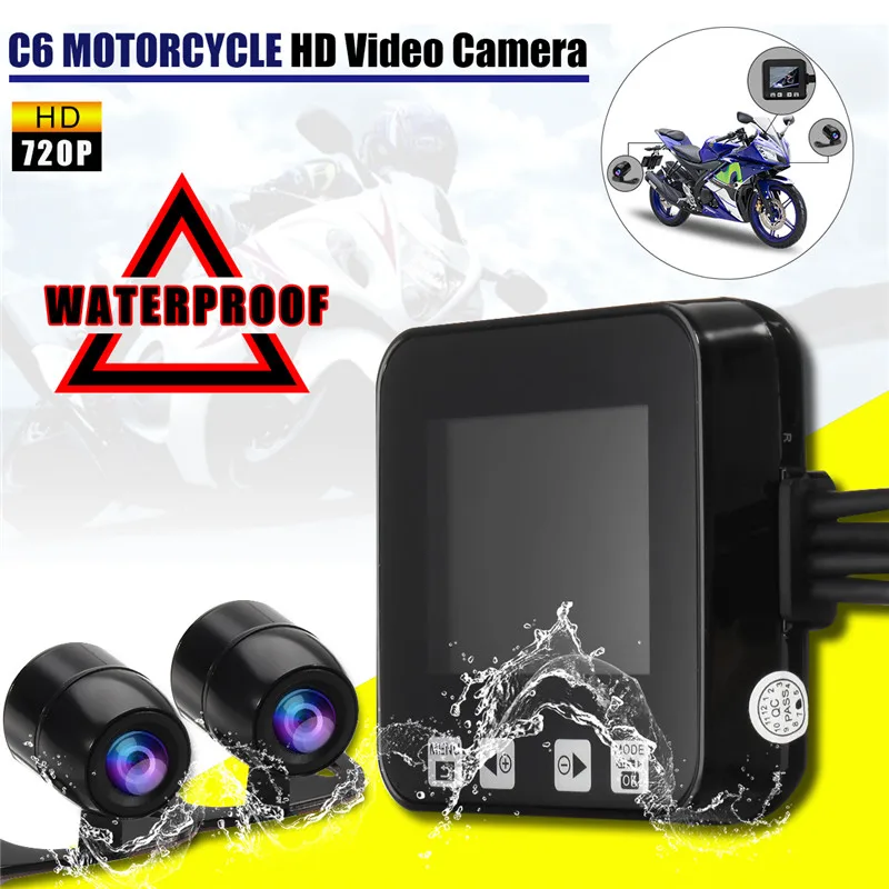 

6Pcs Motorcycle Camera LCD Screen Video Recorder HD Dual Len Video Waterproof 720p Camcorder Motorbike Electronics