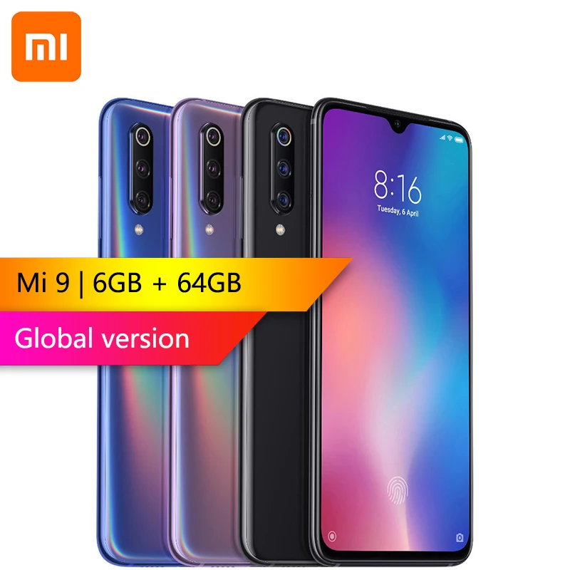 Global version Xiaomi Mi9 6GB 64GB 6.39 inch Snapdragon 855 Octa core 48MP Triple Rear Camera Wireless Charge NFC 4G Smartphone
