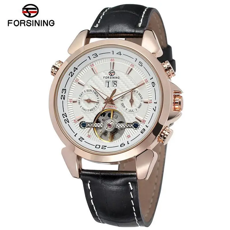 

Forsining 2019 Silver Skeleton Watches Fashion Hands Genuine Leather Men's Mechanical Wristwatch Waterproof Clock