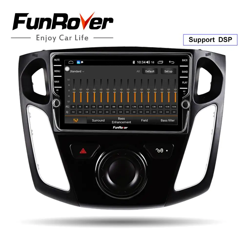 Flash Deal FUNROVER Octa 8 core Android 9.0 2 din car radio multimedia dvd player For  Focus 2012-2015 stereo gps navigation DSP 4G 64G 2