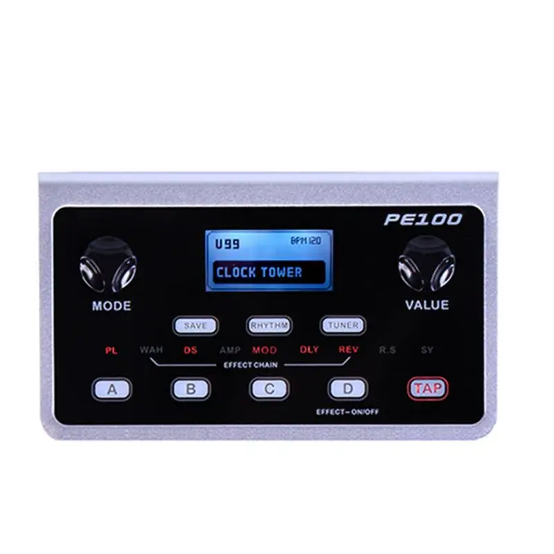 

Portable Multi-effects Processor Guitar Effect Pedal 39 Effects 40 Drum Patterns 10 Metronomes Tap Tempo