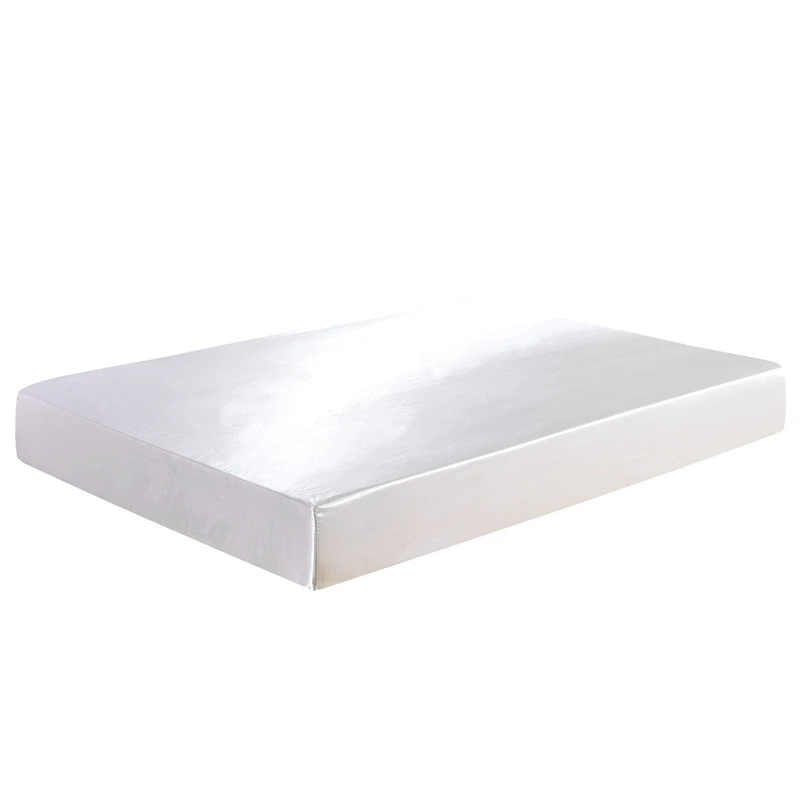 Satin Silky Fitted Sheet 1pc Solid Color Mattress Protectorband Drap Housse De Matela Single Twin Full Queen King Sheet Aliexpress