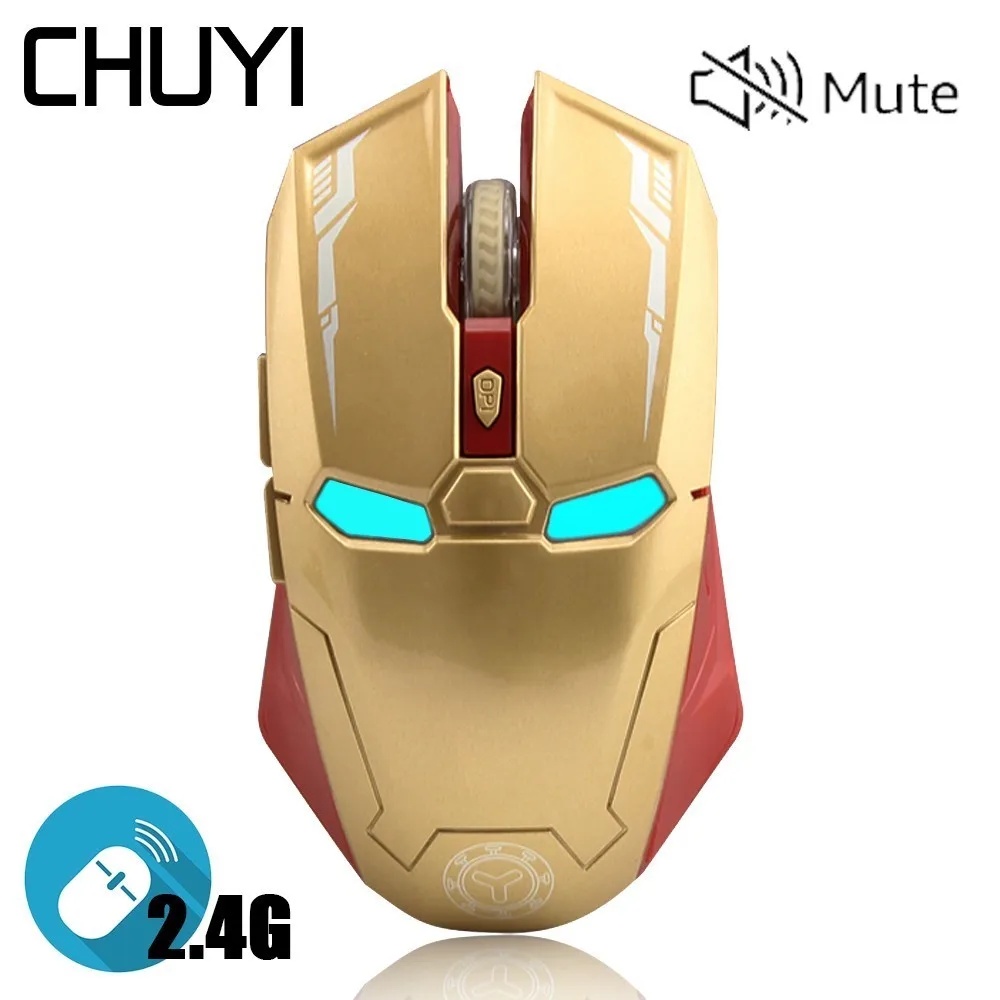 

CHUYI Iron Man Wireless Mouse Silent 2.4G Optical Gaming Mouse 1600DPI Mute Button Click Mice For Xiaomi Samsung Gamer Laptop