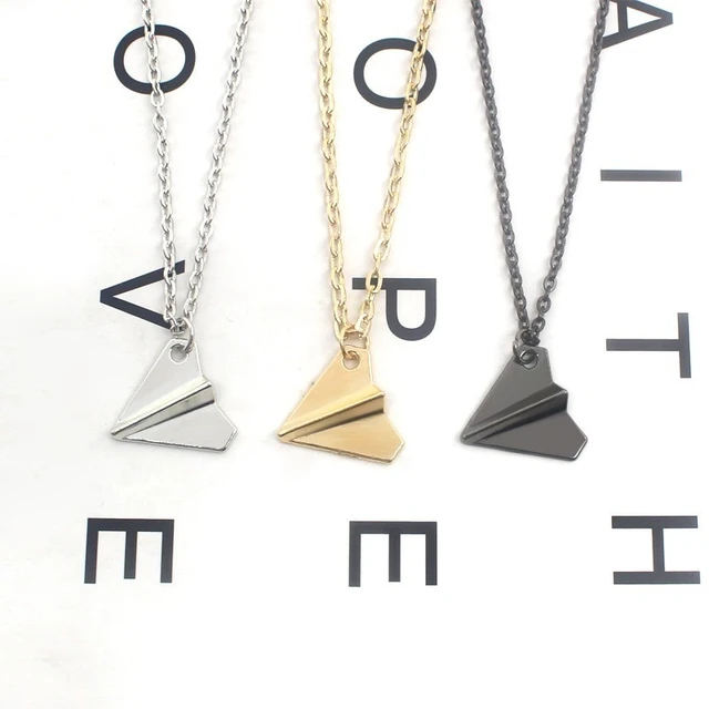 Creative Paper Airplane Model pendant Couple Necklace Titanium Steel Chain  Necklaces Charm Jewelry lover gift for women and men _ - AliExpress Mobile