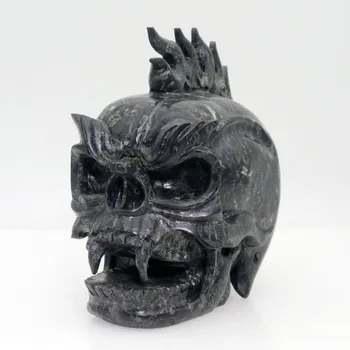 

5.5" 1685g,POPPY JASPER Handmade Carved Crystal Unicorn Skull Crystal Realistic Healing Furnishing Articles Figurine TE57