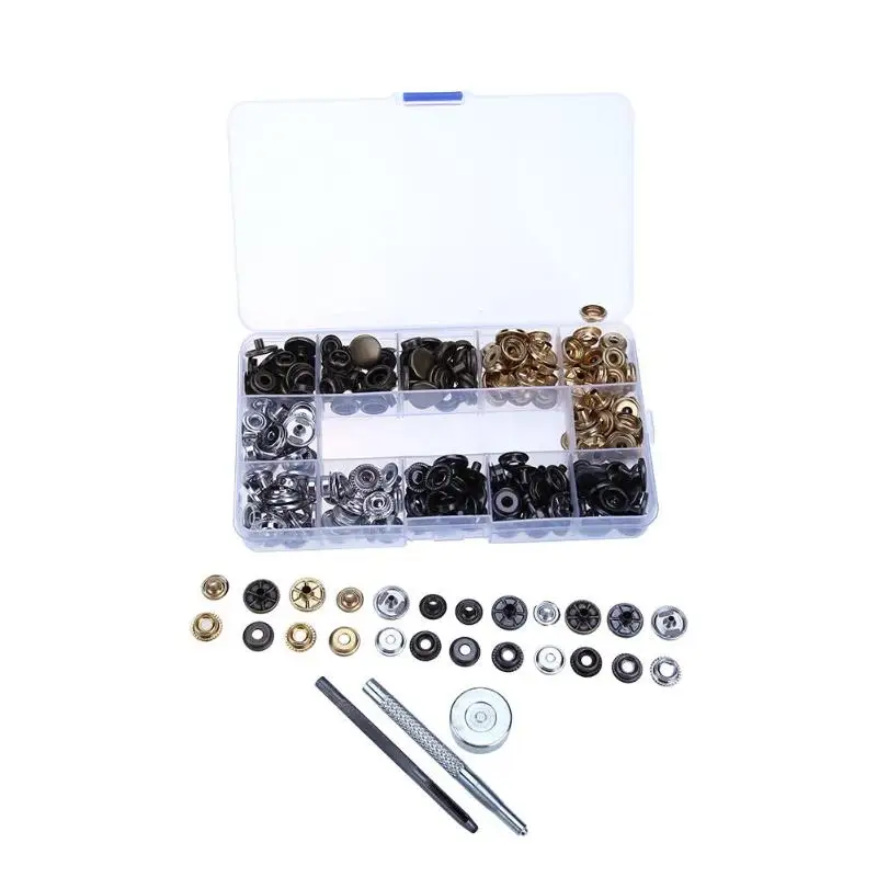 

Snap Press Plier 80sets Snap Buttons Rod Rubber Ring Combination Set DIY Clothing Sewing Kits with Storage Box