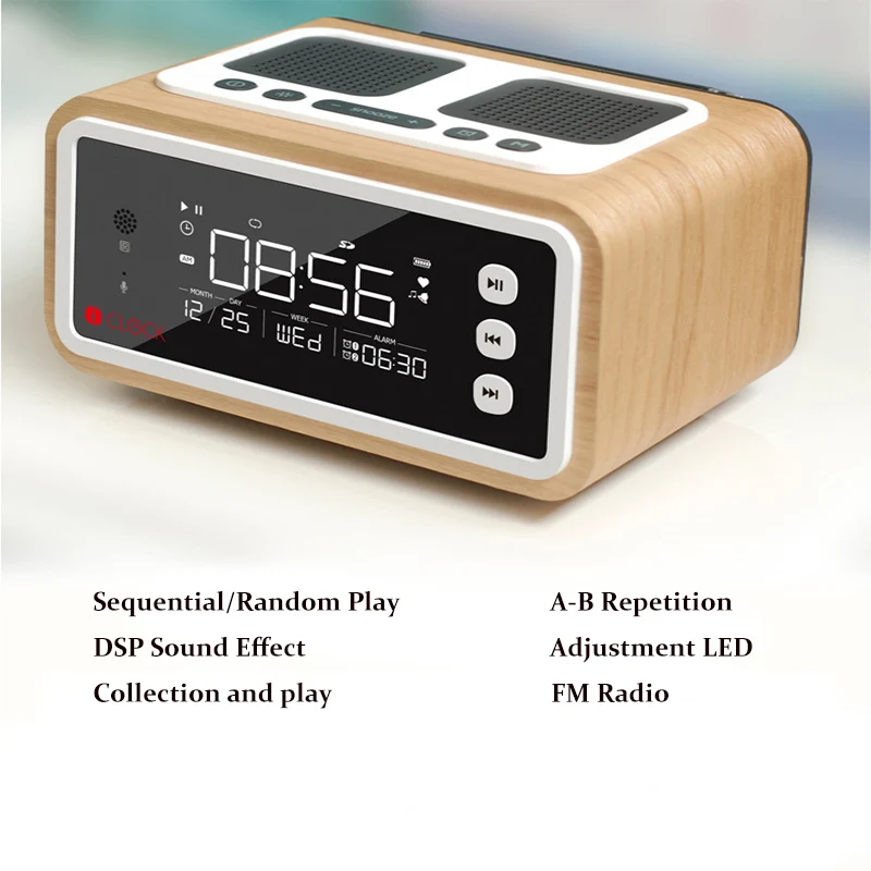 LEORY H2 Домашний Беспроводной Bluetooth динамик Будильник FM радио Handfree MP3 деревянный 2500