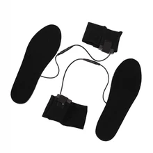 Женские и мужские стельки с подогревом, плюш, мех, электрическое питание, углеродное волокно, греющие, черные, для ходьбы, нагревающие стельки, 2 ремешка и чехлы