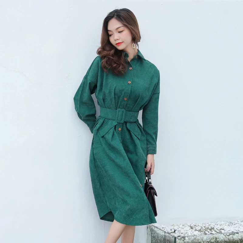 long sleeve corduroy dress