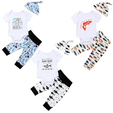 Одежда для новорожденных мальчиков от 0 до 24 месяцев Летний комбинезон+ штаны, леггинсы комплект одежды с рыбками