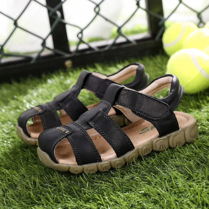 2019 الصيف جديد أزياء الأطفال الصنادل الفتيان رئيس الملفوفة الراحة ارتداء مقاومة لينة سوليد الاطفال تهوية حذاء للأطفال