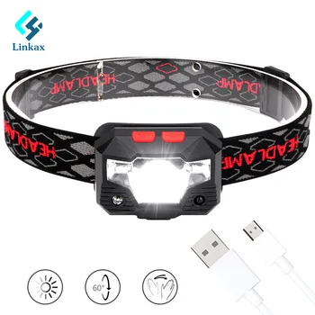 

Waterproof Mini Rechargeable LED HeadLamp Body Motion Sensor LED Built-in Battery Head Light Lamp induction Flashlight With USB