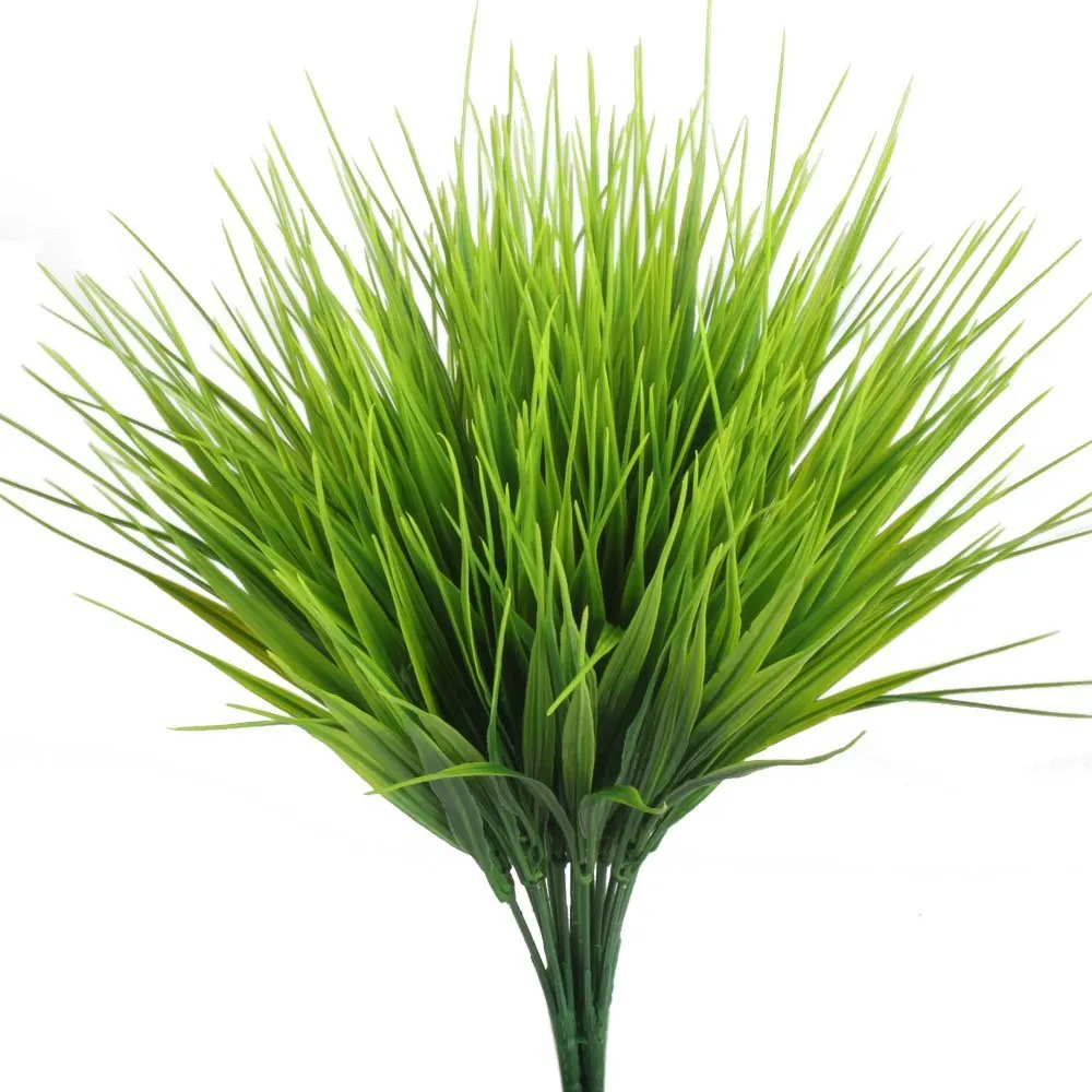 

Artificial Outdoor Plants, 4pcs Fake Plastic Greenery Shrubs Wheat Grass Bushes Flowers Filler Indoor Outside Home House Garde
