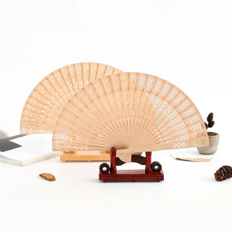 

Incense Wood Chinese Style Folding Fan Wooden Handmade Hollow Hand Fan Wedding Party Home Decoratio