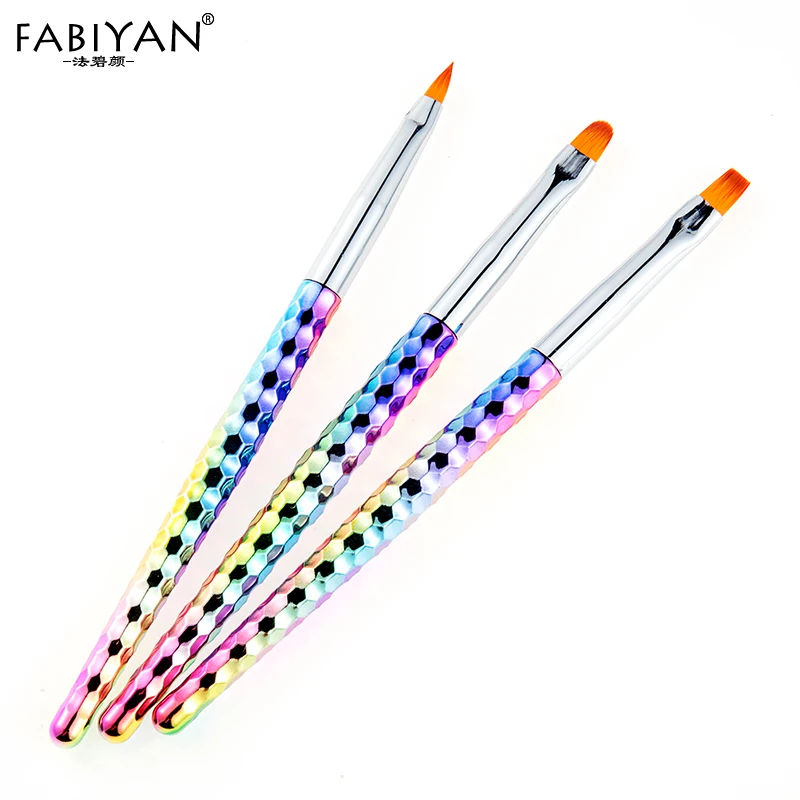 

Mermaid Gradient Handle French Round Flat Head Nail Art Painting Drawing UV Gel Extension Brush Manicure Tips Pen 3Pcs/set