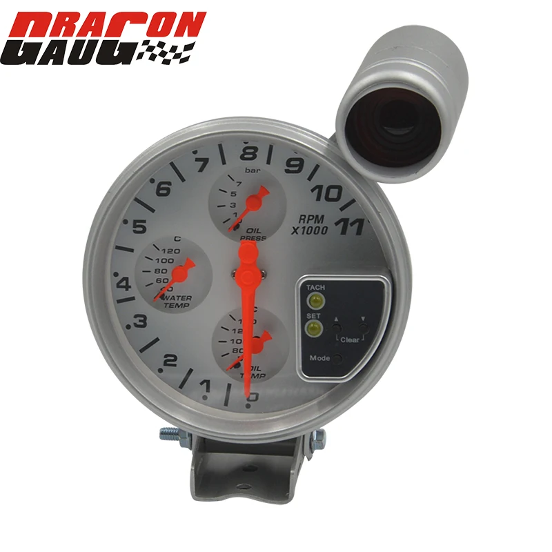 Dragon gauge 5 pouces 4 en 1, jauge de température d'eau et d'huile, tachymètre avec capteurs, automatique
